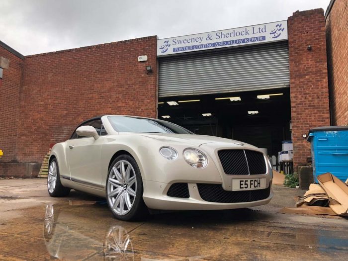 Alloy wheels repaired on a Bentley.