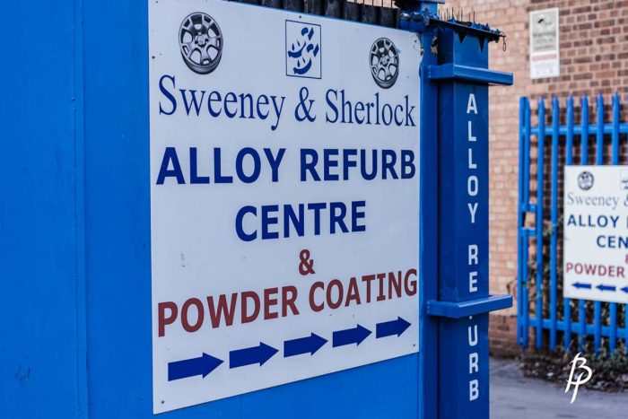 Sign at the entrance to our alloy refurb and powder coating premises in birmingham.