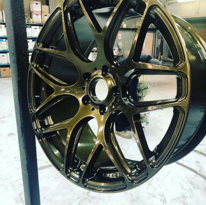 Powder coating example on alloy wheels